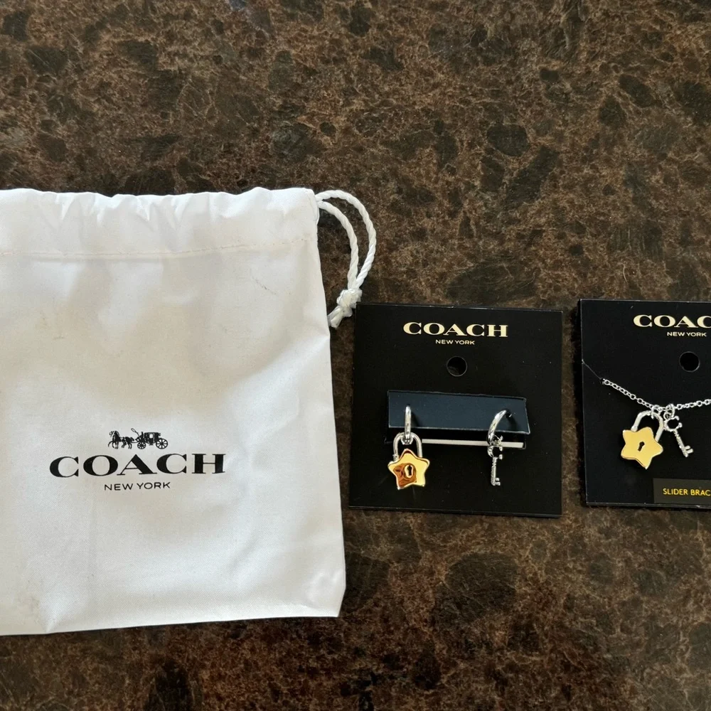 Coach Gold and Silver Slider Bracelet and Earrings set - Picture 4 of 4